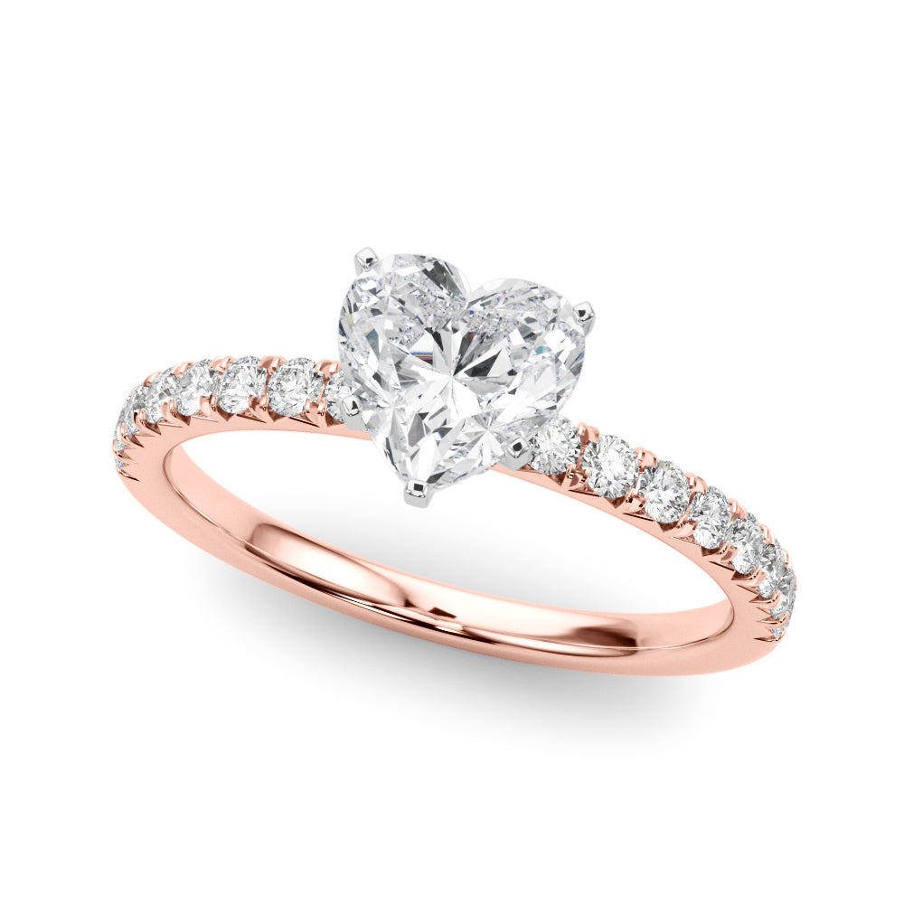 Graceful Center Round Diamond Engagement Ring in 10K/14K gold and platinum with certified lab-grown or natural diamonds