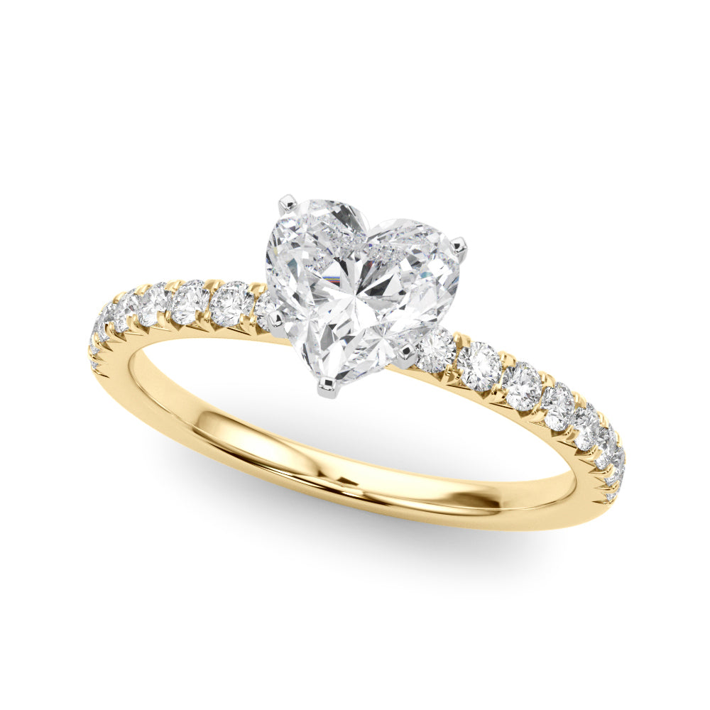Graceful Center Round Diamond Engagement Ring in 10K/14K gold and platinum with certified lab-grown or natural diamonds