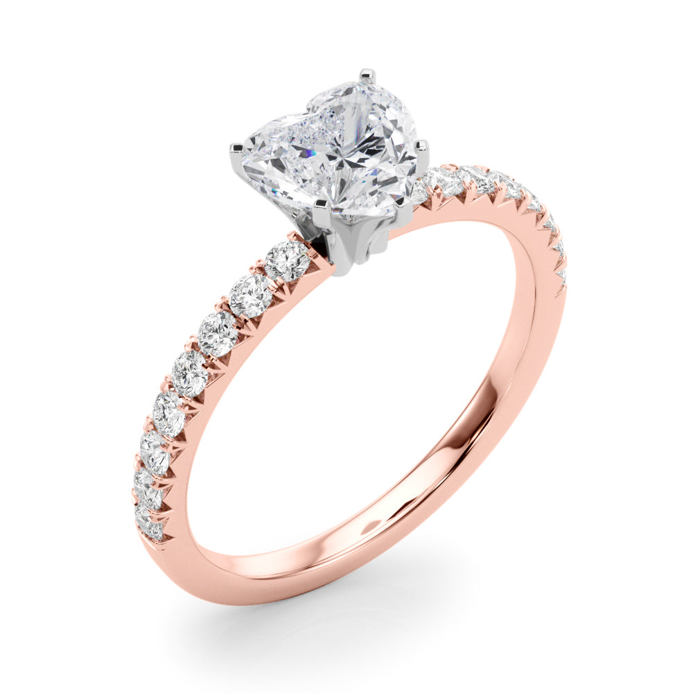 Graceful Center Round Diamond Engagement Ring in 10K/14K gold and platinum with certified lab-grown or natural diamonds