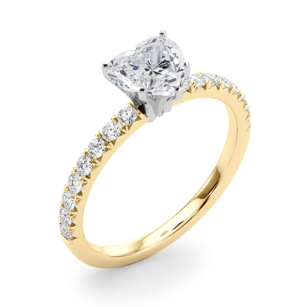 Graceful Center Round Diamond Engagement Ring in 10K/14K gold and platinum with certified lab-grown or natural diamonds