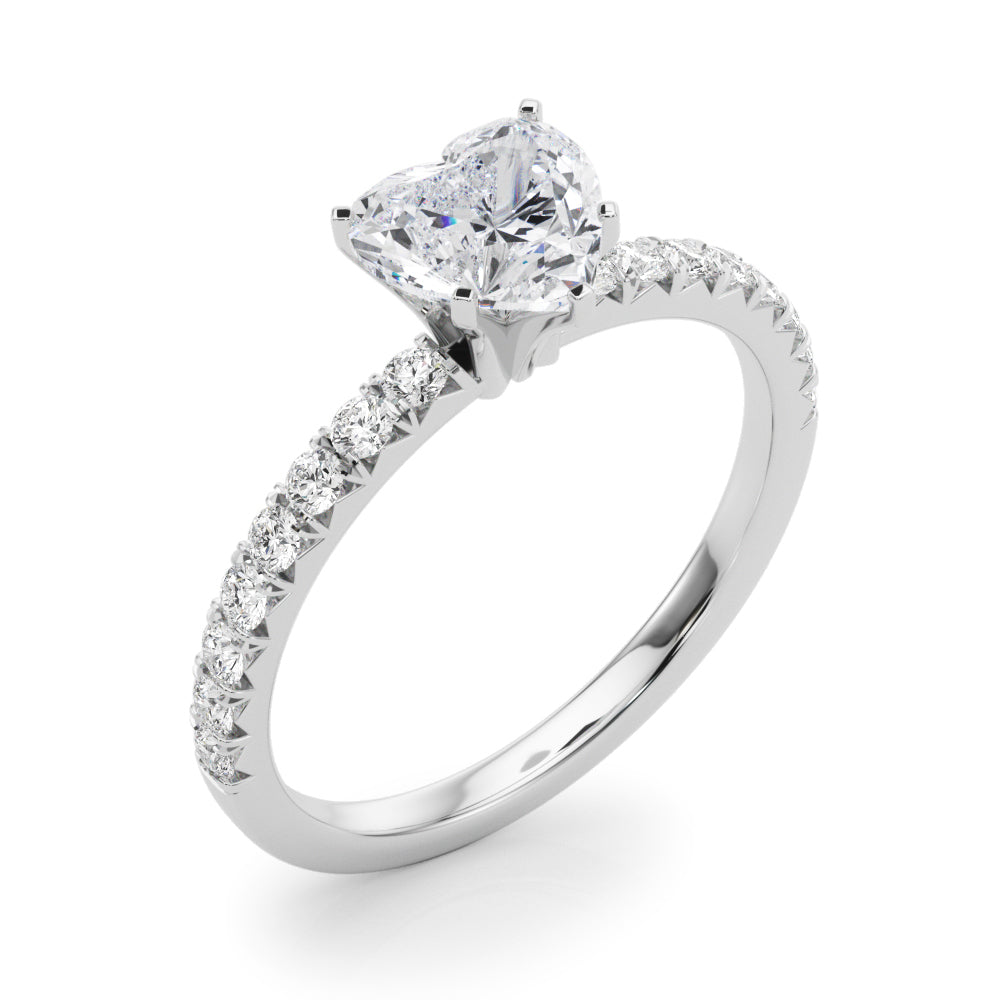 Graceful Center Round Diamond Engagement Ring in 10K/14K gold and platinum with certified lab-grown or natural diamonds