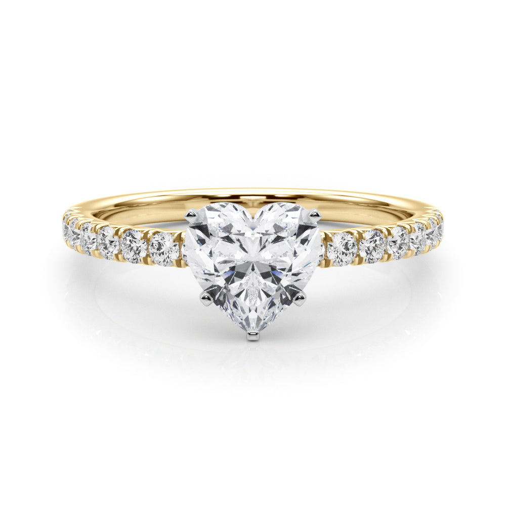 Graceful Center Round Diamond Engagement Ring in 10K/14K gold and platinum with certified lab-grown or natural diamonds