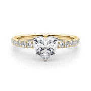 Graceful Center Round Diamond Engagement Ring in 10K/14K gold and platinum with certified lab-grown or natural diamonds