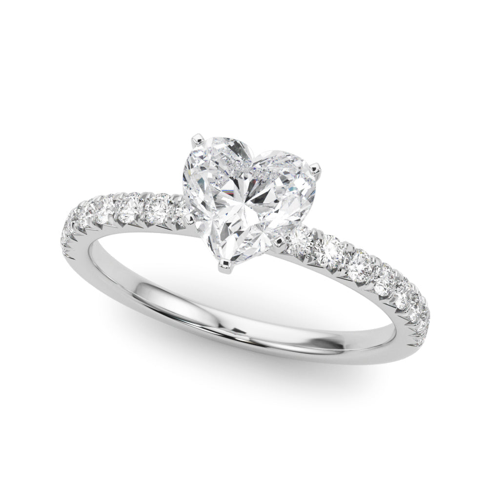 Graceful Center Round Diamond Engagement Ring in 10K/14K gold and platinum with certified lab-grown or natural diamonds