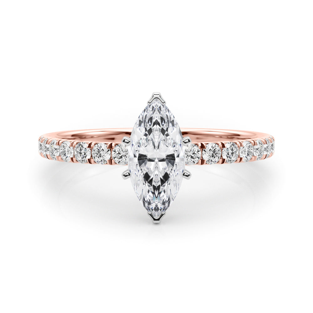 Graceful Center Round Diamond Engagement Ring in 10K/14K gold and platinum with certified lab-grown or natural diamonds