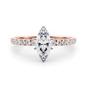 Graceful Center Round Diamond Engagement Ring in 10K/14K gold and platinum with certified lab-grown or natural diamonds