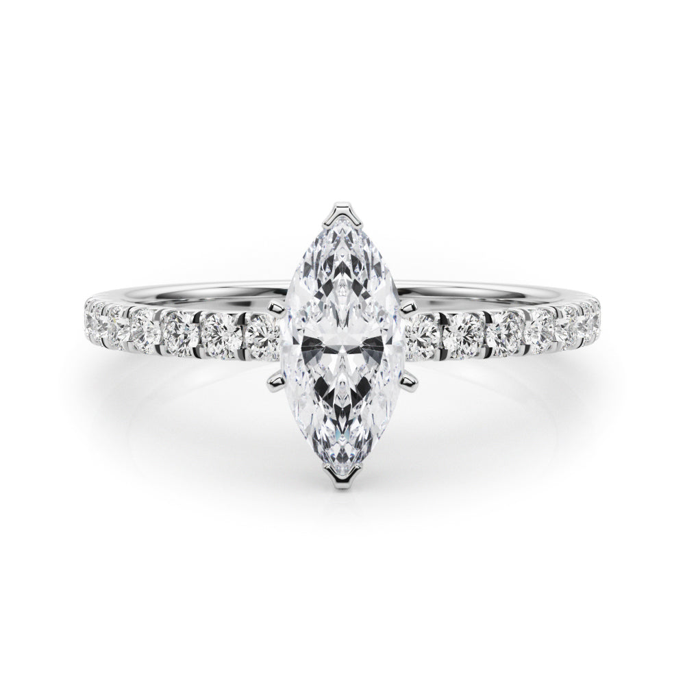 Graceful Center Round Diamond Engagement Ring in 10K/14K gold and platinum with certified lab-grown or natural diamonds