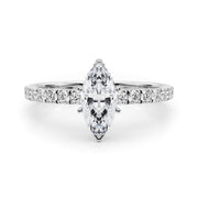 Graceful Center Round Diamond Engagement Ring in 10K/14K gold and platinum with certified lab-grown or natural diamonds