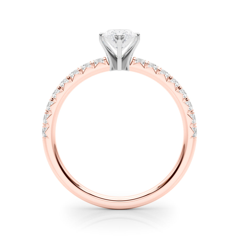 Graceful Center Round Diamond Engagement Ring in 10K/14K gold and platinum with certified lab-grown or natural diamonds