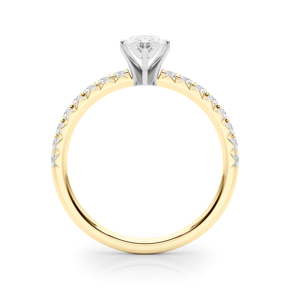 Graceful Center Round Diamond Engagement Ring in 10K/14K gold and platinum with certified lab-grown or natural diamonds