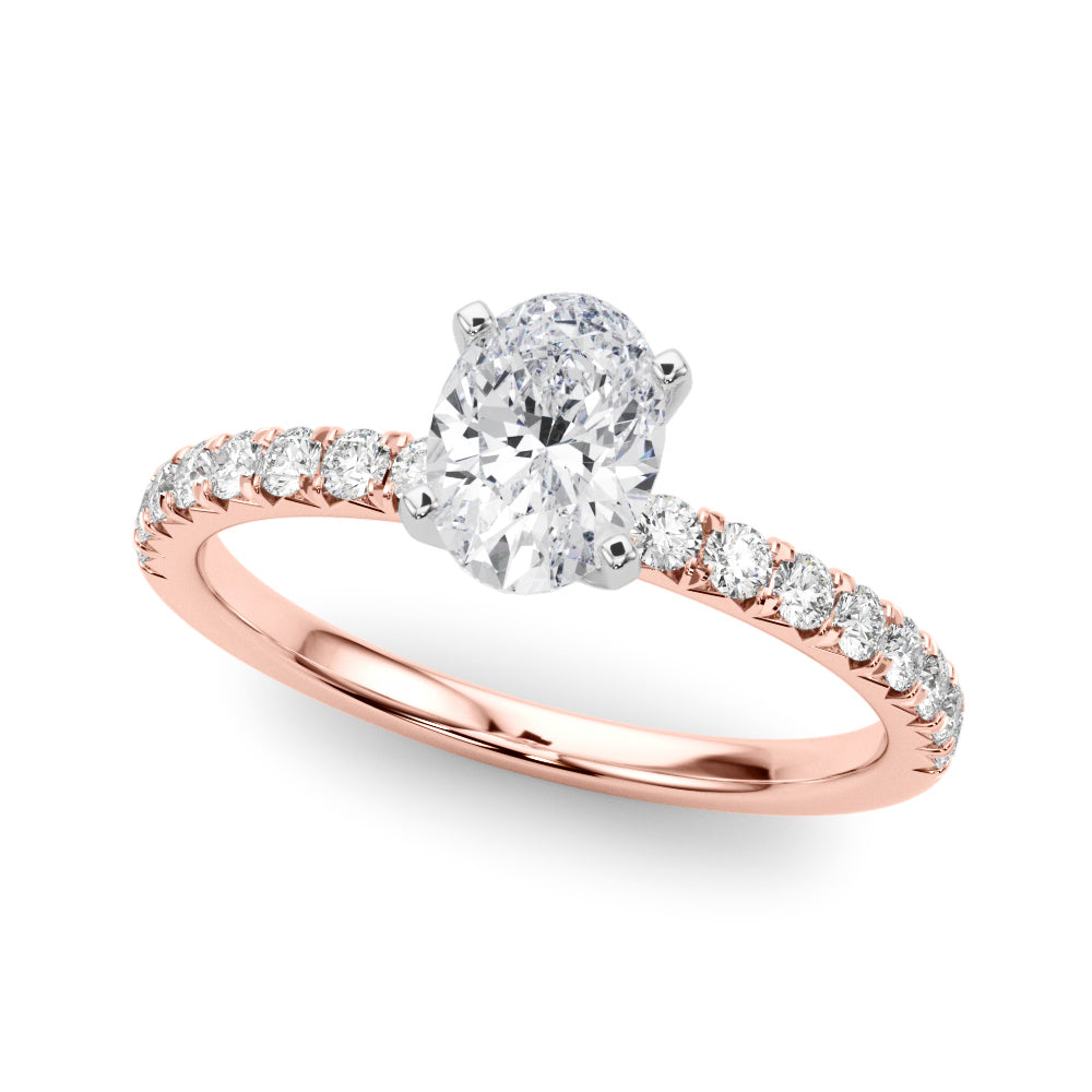 Graceful Center Round Diamond Engagement Ring in 10K/14K gold and platinum with certified lab-grown or natural diamonds