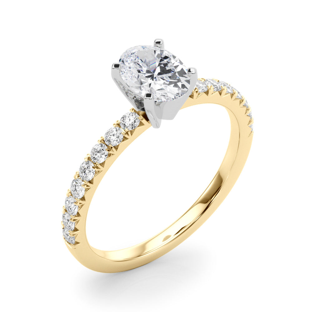 Graceful Center Round Diamond Engagement Ring in 10K/14K gold and platinum with certified lab-grown or natural diamonds