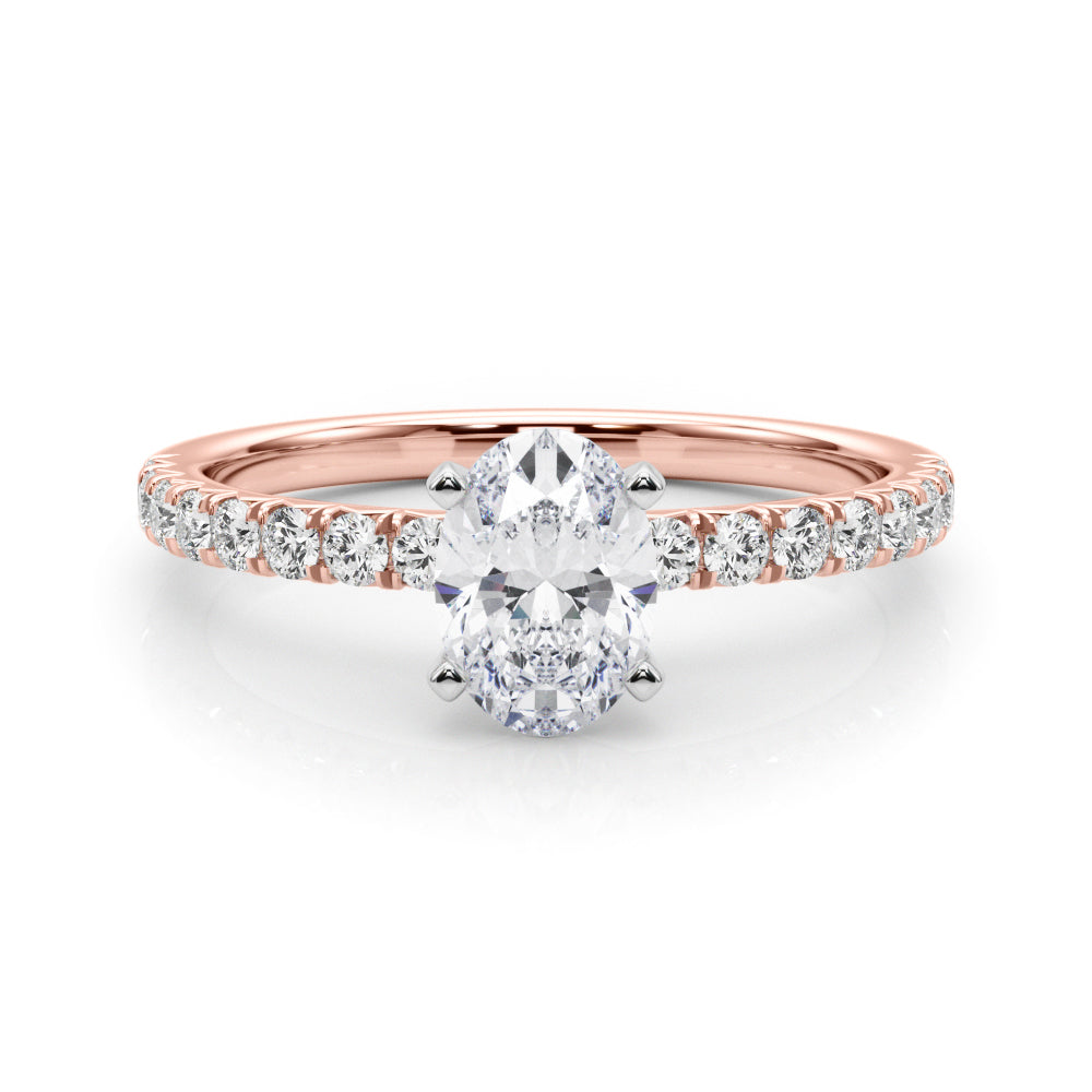 Graceful Center Round Diamond Engagement Ring in 10K/14K gold and platinum with certified lab-grown or natural diamonds