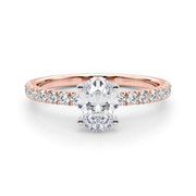 Graceful Center Round Diamond Engagement Ring in 10K/14K gold and platinum with certified lab-grown or natural diamonds