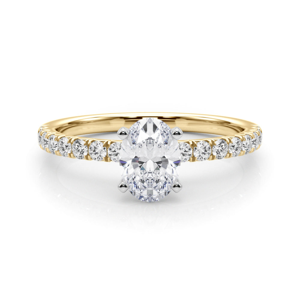 Graceful Center Round Diamond Engagement Ring in 10K/14K gold and platinum with certified lab-grown or natural diamonds