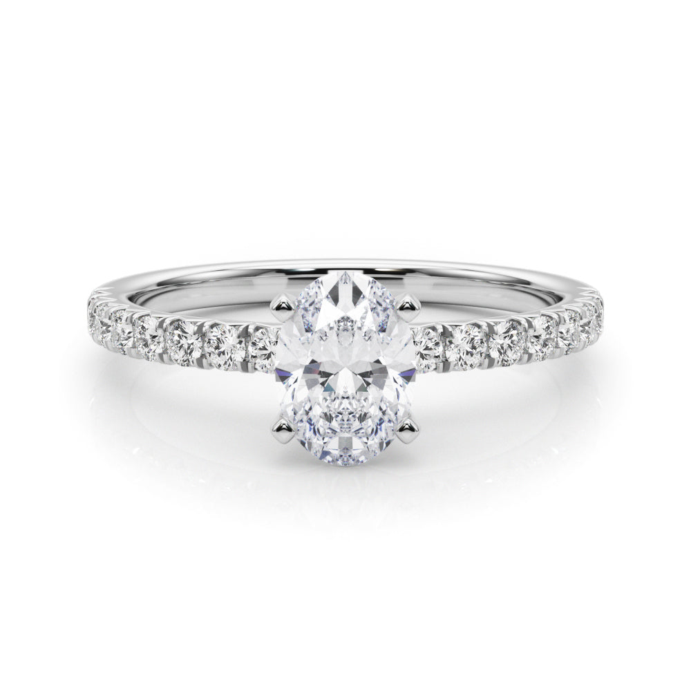 Graceful Center Round Diamond Engagement Ring in 10K/14K gold and platinum with certified lab-grown or natural diamonds