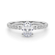 Graceful Center Round Diamond Engagement Ring in 10K/14K gold and platinum with certified lab-grown or natural diamonds