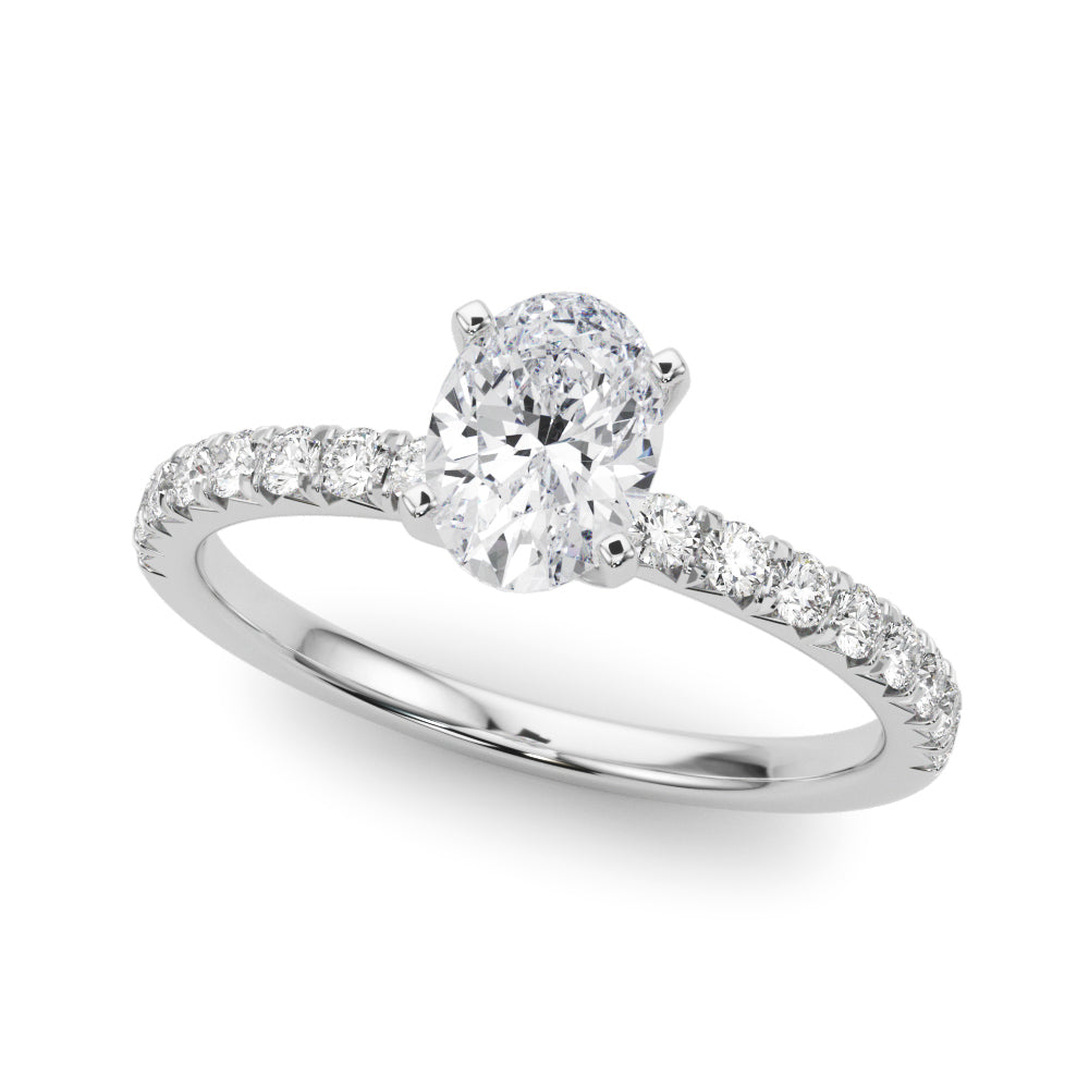 Graceful Center Round Diamond Engagement Ring in 10K/14K gold and platinum with certified lab-grown or natural diamonds