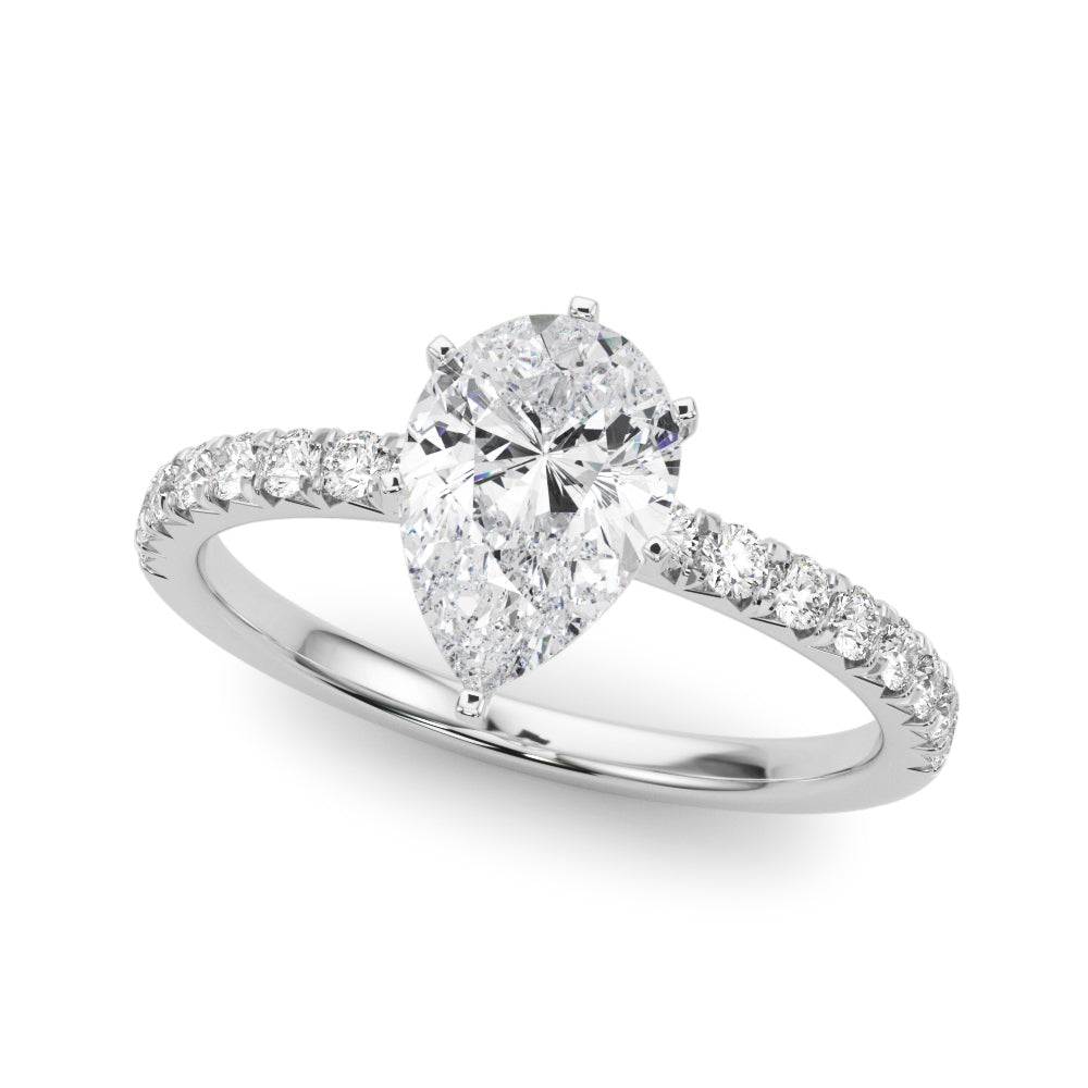 Graceful Center Round Diamond Engagement Ring in 10K/14K gold and platinum with certified lab-grown or natural diamonds