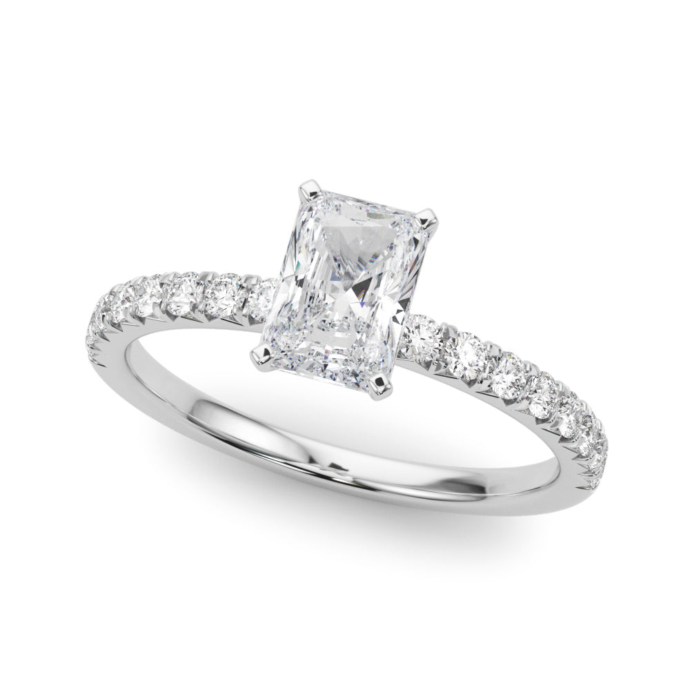 Graceful Center Round Diamond Engagement Ring in 10K/14K gold and platinum with certified lab-grown or natural diamonds