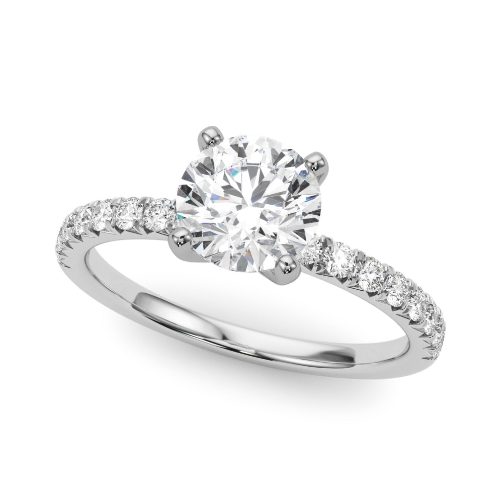 Graceful Center Round Diamond Engagement Ring in 10K/14K gold and platinum with certified lab-grown or natural diamonds