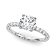 Graceful Center Round Diamond Engagement Ring in 10K/14K gold and platinum with certified lab-grown or natural diamonds