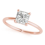 Elegant Solitaire Cut Princess Diamond Engagement Ring in 10K/14K gold and platinum with certified lab-grown or natural diamonds