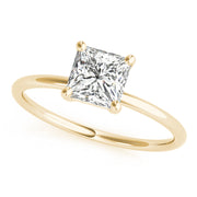 Elegant Solitaire Cut Princess Diamond Engagement Ring in 10K/14K gold and platinum with certified lab-grown or natural diamonds