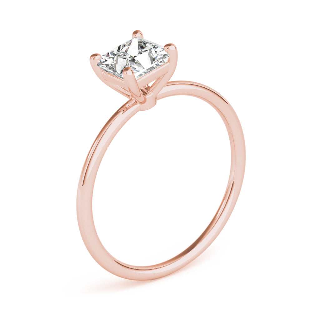 Elegant Solitaire Cut Princess Diamond Engagement Ring in 10K/14K gold and platinum with certified lab-grown or natural diamonds