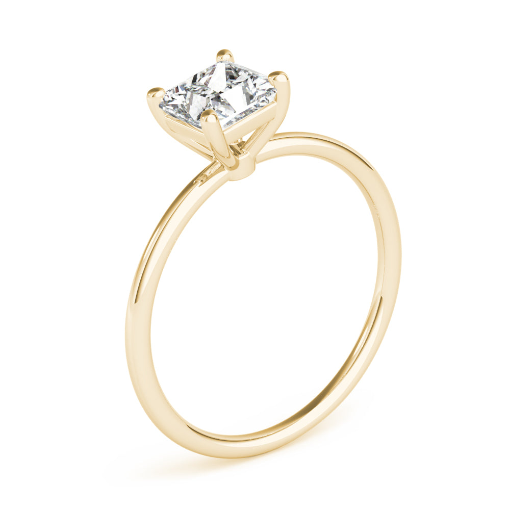 Elegant Solitaire Cut Princess Diamond Engagement Ring in 10K/14K gold and platinum with certified lab-grown or natural diamonds
