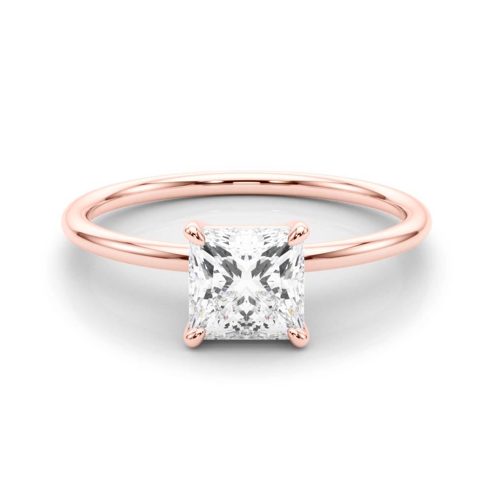 Elegant Solitaire Cut Princess Diamond Engagement Ring in 10K/14K gold and platinum with certified lab-grown or natural diamonds