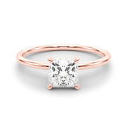 Elegant Solitaire Cut Princess Diamond Engagement Ring in 10K/14K gold and platinum with certified lab-grown or natural diamonds