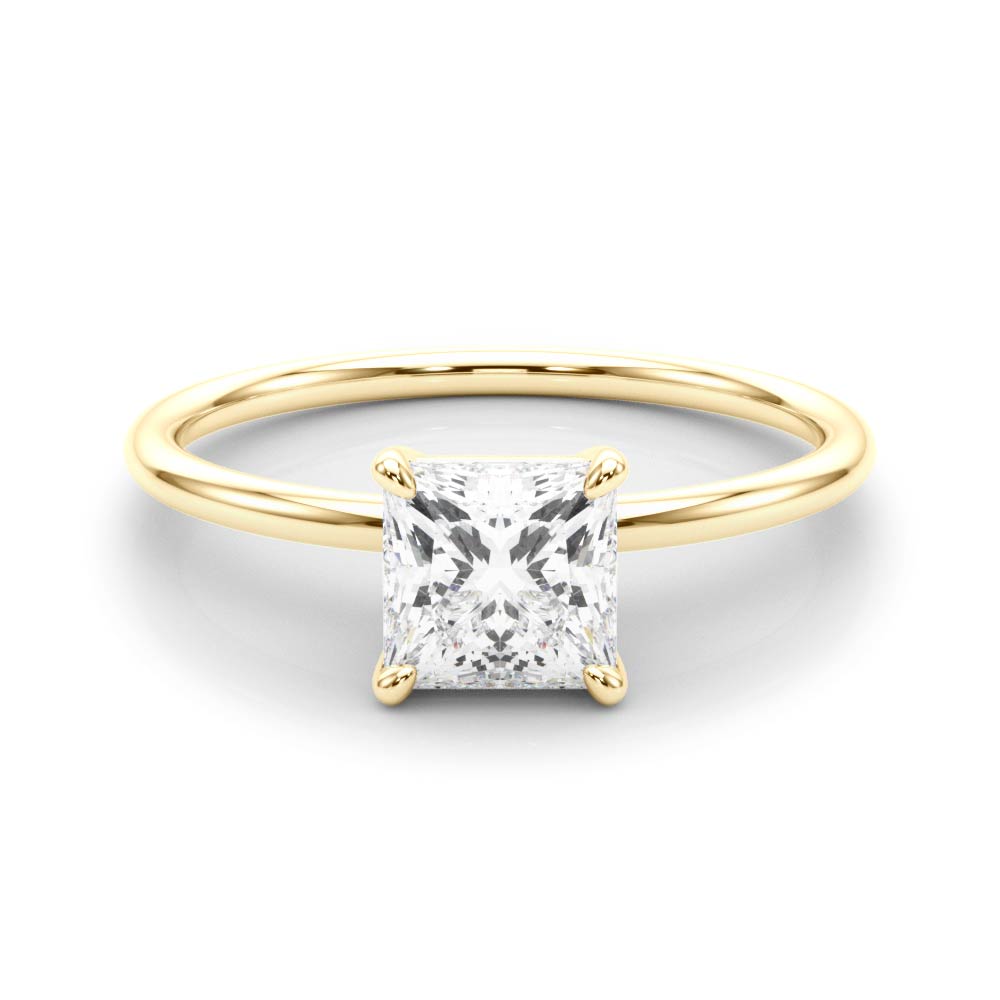 Elegant Solitaire Cut Princess Diamond Engagement Ring in 10K/14K gold and platinum with certified lab-grown or natural diamonds