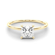 Elegant Solitaire Cut Princess Diamond Engagement Ring in 10K/14K gold and platinum with certified lab-grown or natural diamonds