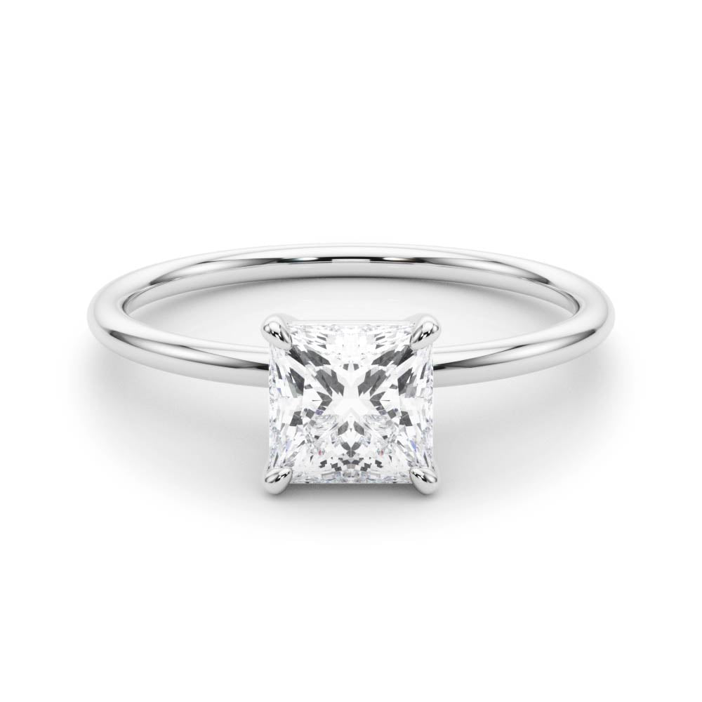 Elegant Solitaire Cut Princess Diamond Engagement Ring in 10K/14K gold and platinum with certified lab-grown or natural diamonds