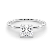 Elegant Solitaire Cut Princess Diamond Engagement Ring in 10K/14K gold and platinum with certified lab-grown or natural diamonds