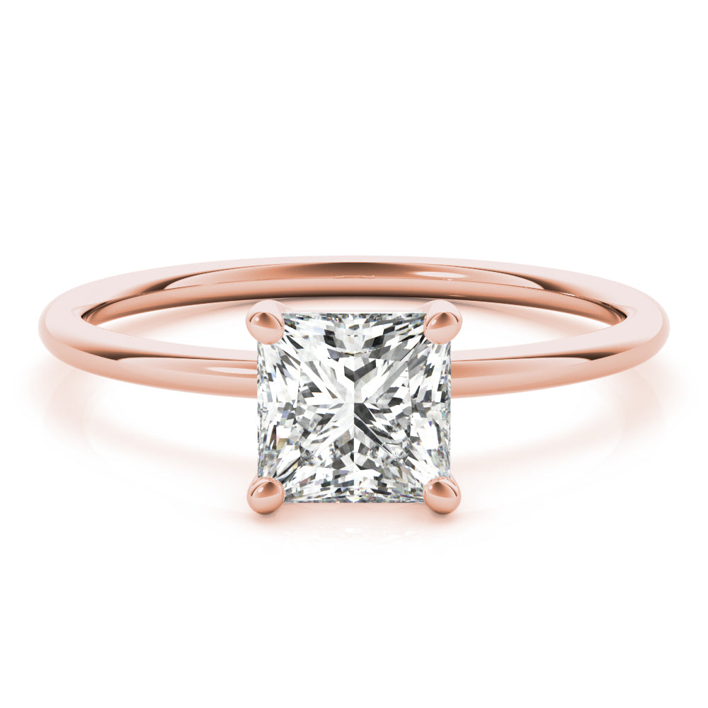 Elegant Solitaire Cut Princess Diamond Engagement Ring in 10K/14K gold and platinum with certified lab-grown or natural diamonds