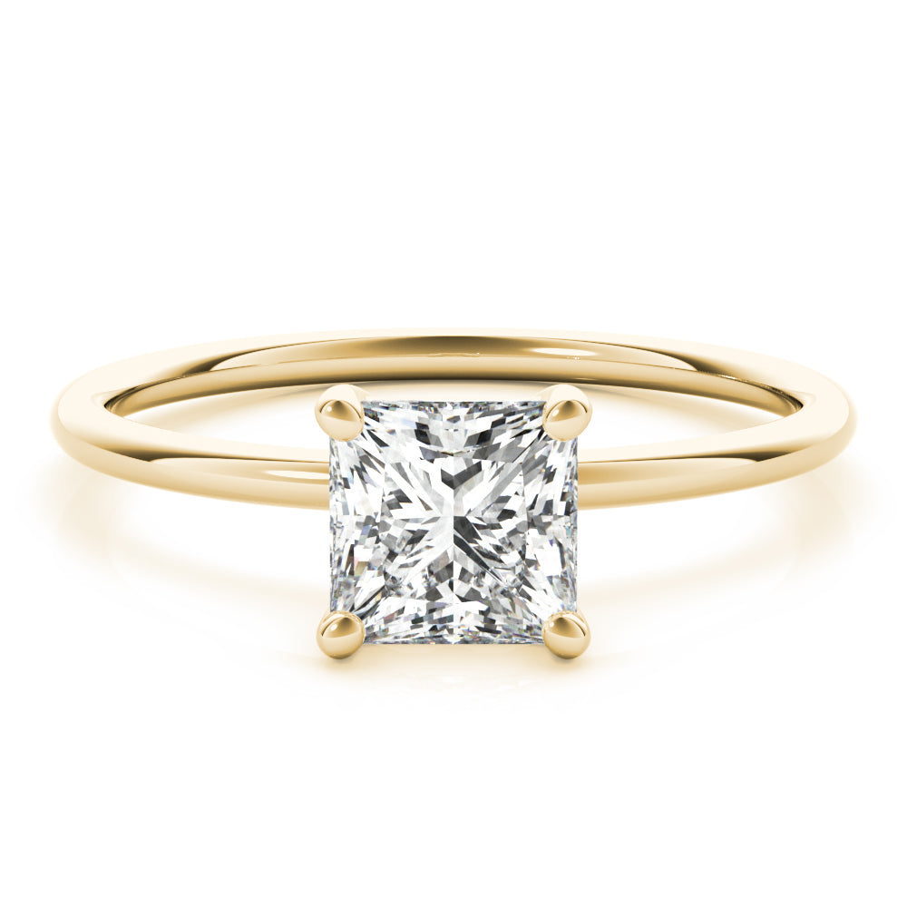 Elegant Solitaire Cut Princess Diamond Engagement Ring in 10K/14K gold and platinum with certified lab-grown or natural diamonds