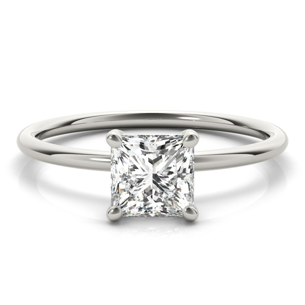 Elegant Solitaire Cut Princess Diamond Engagement Ring in 10K/14K gold and platinum with certified lab-grown or natural diamonds