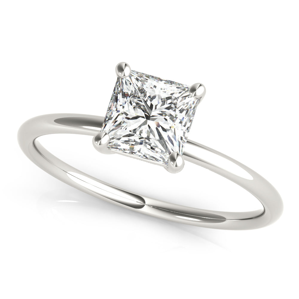 Elegant Solitaire Cut Princess Diamond Engagement Ring in 10K/14K gold and platinum with certified lab-grown or natural diamonds
