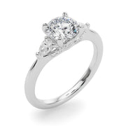 Classic Three-Stone Round & Pear Diamond Engagement Ring in 10K/14K gold and platinum with certified lab-grown or natural diamonds