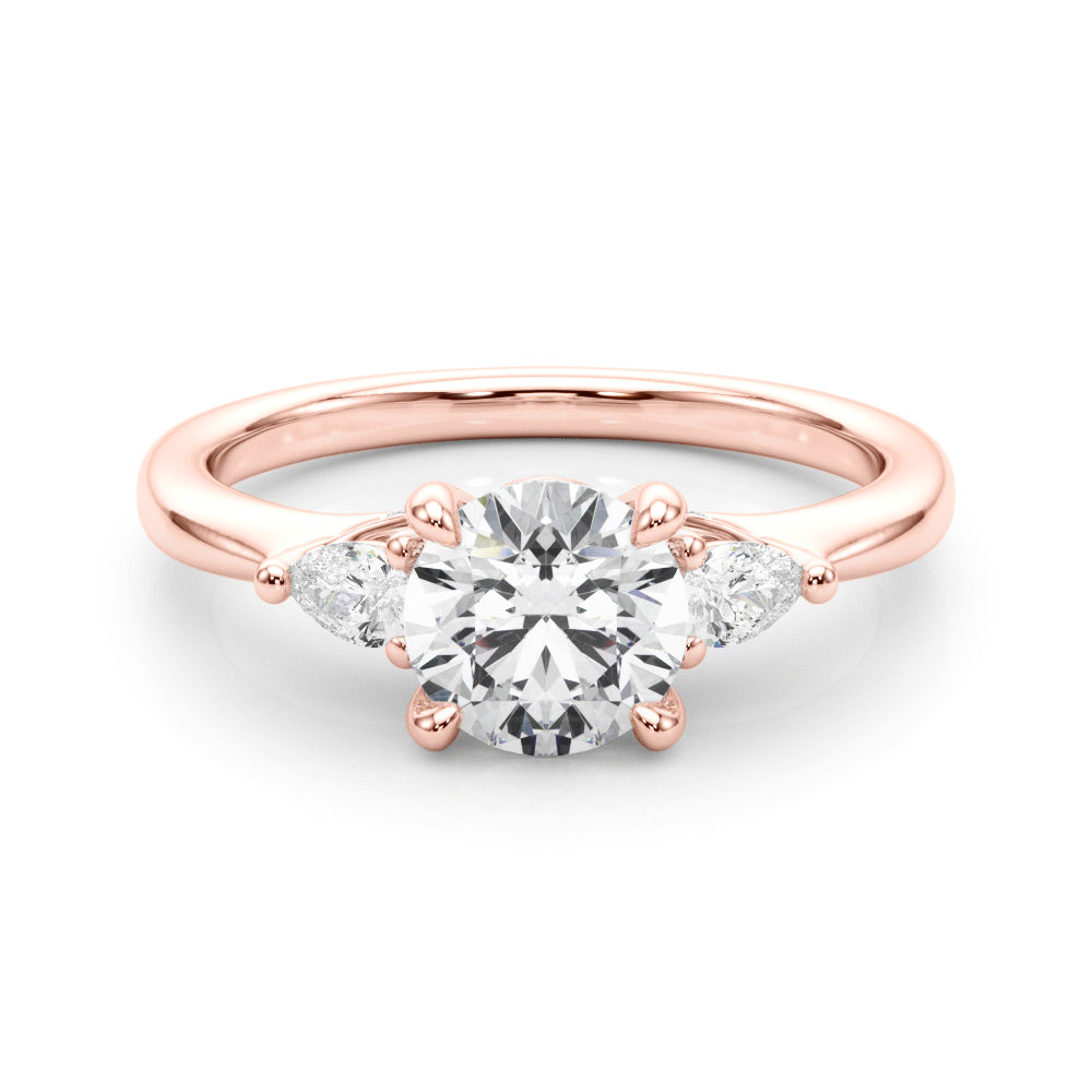 Classic Three-Stone Round & Pear Diamond Engagement Ring in 10K/14K gold and platinum with certified lab-grown or natural diamonds