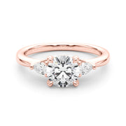 Classic Three-Stone Round & Pear Diamond Engagement Ring in 10K/14K gold and platinum with certified lab-grown or natural diamonds