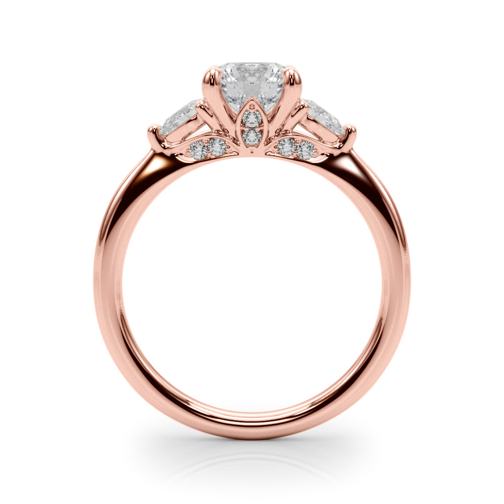 Classic Three-Stone Round & Pear Diamond Engagement Ring in 10K/14K gold and platinum with certified lab-grown or natural diamonds