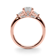 Classic Three-Stone Round & Pear Diamond Engagement Ring in 10K/14K gold and platinum with certified lab-grown or natural diamonds