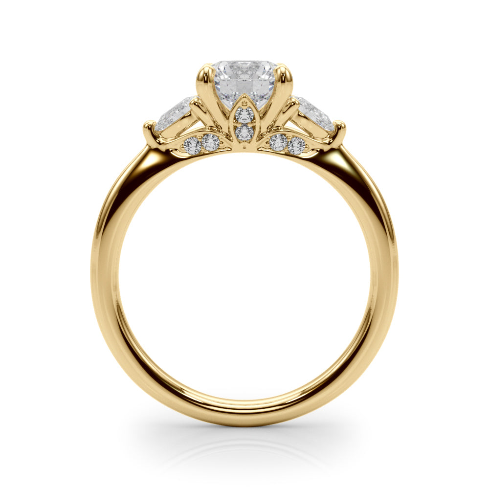 Classic Three-Stone Round & Pear Diamond Engagement Ring in 10K/14K gold and platinum with certified lab-grown or natural diamonds