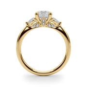 Classic Three-Stone Round & Pear Diamond Engagement Ring in 10K/14K gold and platinum with certified lab-grown or natural diamonds