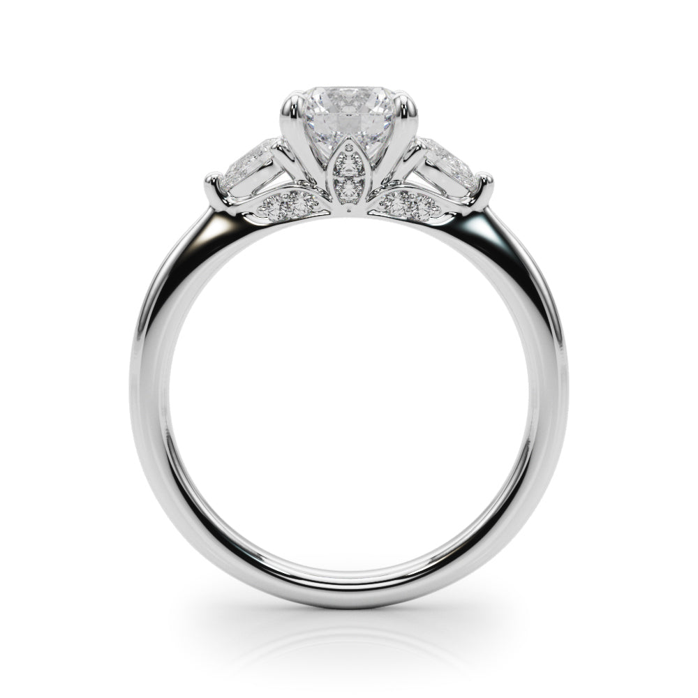 Classic Three-Stone Round & Pear Diamond Engagement Ring in 10K/14K gold and platinum with certified lab-grown or natural diamonds