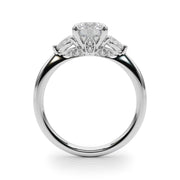Classic Three-Stone Round & Pear Diamond Engagement Ring in 10K/14K gold and platinum with certified lab-grown or natural diamonds