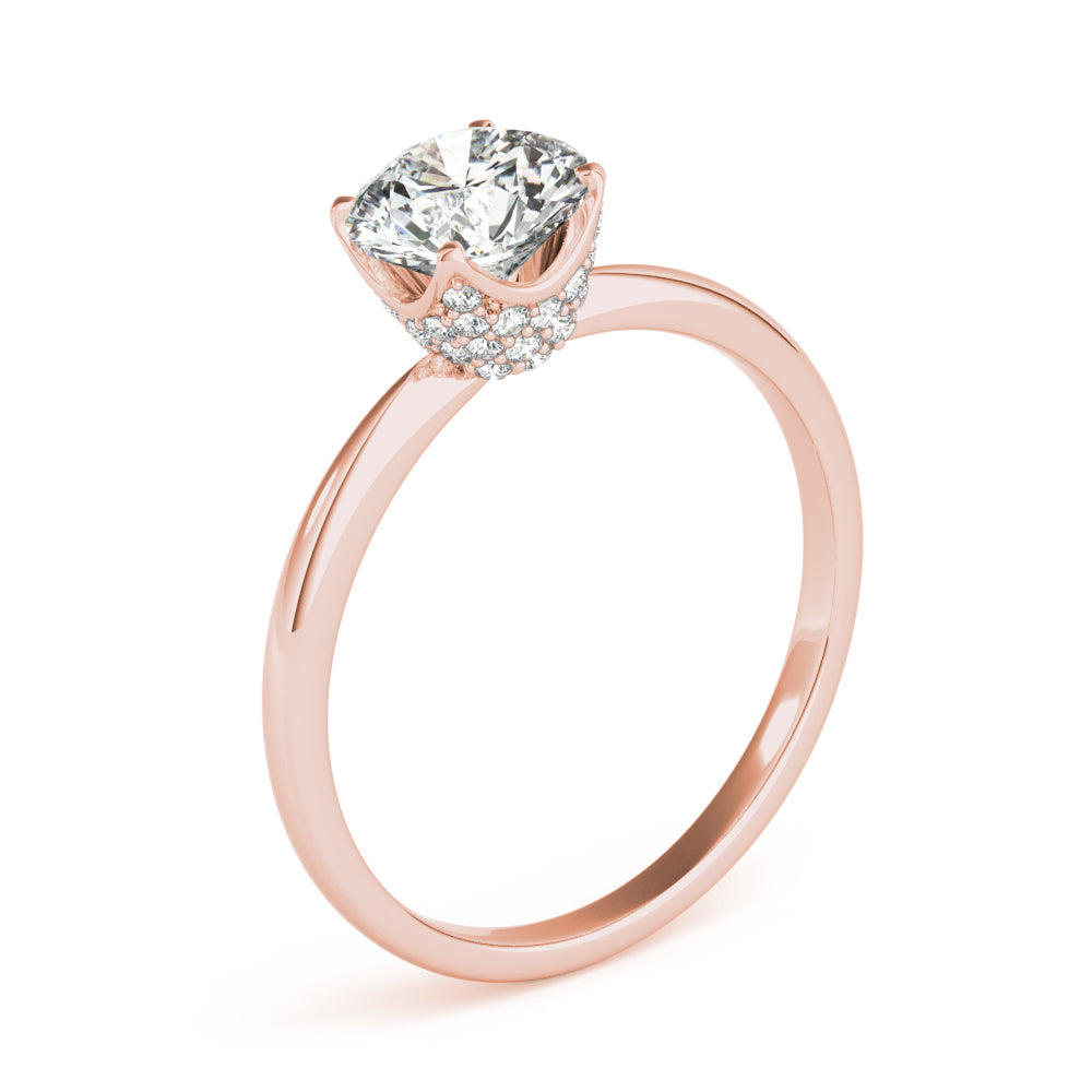 Heirloom Center Round Diamond Engagement Ring in 10K/14K gold and platinum with certified lab-grown or natural diamonds